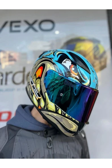 LS2 RAPID 2 NEO MAVİ-MOR KASK - GÖKKUŞAĞI VİZÖR - Resim 4