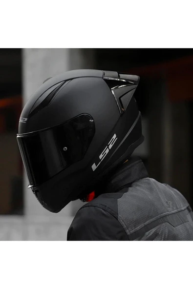 LS2 Rapid 2 Race Full Face Motosiklet Kaskı Yarış Spoiler Şeffaf Siyah Vizörlü - Resim 2