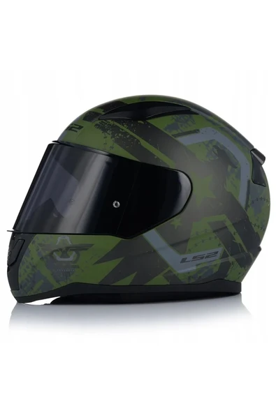 LS2 RAPID II THUNDER BIRDS MAT YEŞİL MOTOSİKLET KASKI SİYAH CAMLI ürün görseli