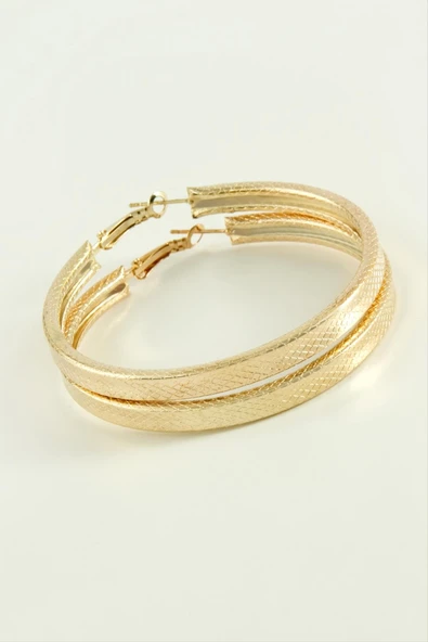 Kare Baklava Desenli Halka Küpe 4,5 cm ürün görseli