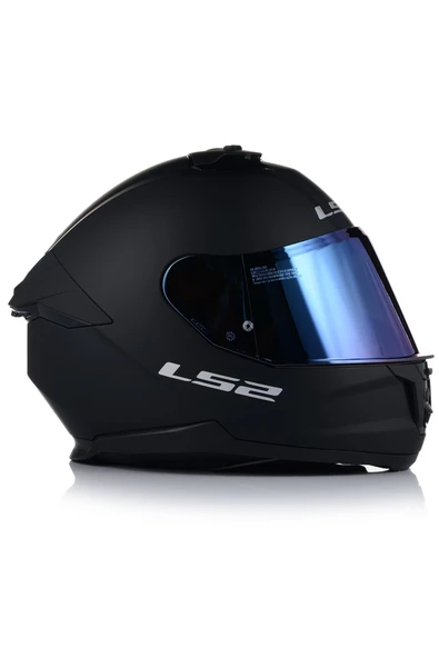 LS2 Stream 2 Mat Siyah Kapalı Motosiklet Kaskı Mavi Camlı - Resim 2