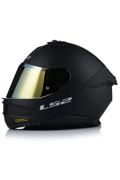 LS2 Stream 2 Mat Siyah Kapalı Motosiklet Kaskı Gold Camlı - Resim 3