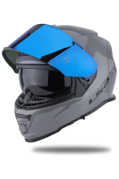 LS2 Storm 2 Nardo Gri  Full Face Motosiklet Kaskı Mavi Camlı - Resim 4