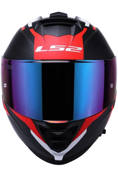 LS2 Storm 2 Nerve Kırmızı  Kapalı Motosiklet Kaskı Gökkuşağı Camlı - Resim 3