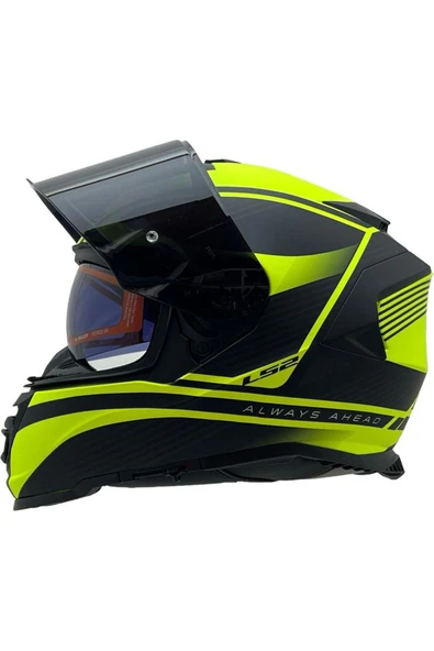 LS2 Storm 2 Dodger Neon Sarı Full Face  Motosiklet Kaskı Siyah Camlı - Resim 3
