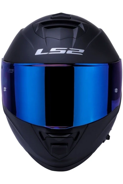 LS2 Storm 2 Mat Siyah Kapalı Motosiklet Kaskı Mavi Camlı - Resim 2