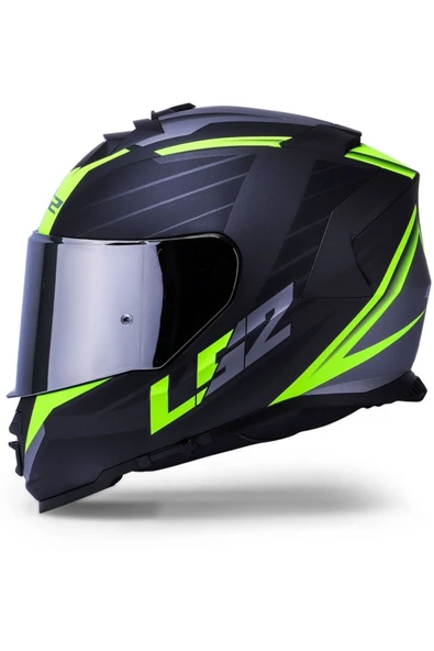 LS2 Storm 2 Nerve Neon Sarı Kapalı Motosiklet Kaskı Gri Camlı - Resim 4