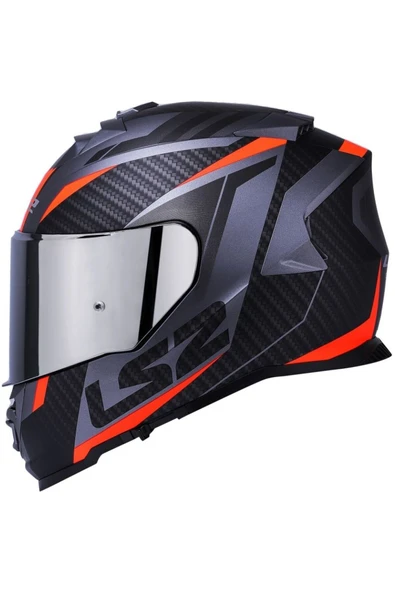 LS2 Storm 2 Racer Turuncu Kapalı Motosiklet Kaskı Gri Camlı - Resim 4