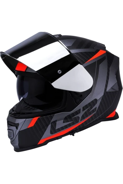 LS2 Storm 2 Racer Turuncu Kapalı Motosiklet Kaskı Gri Camlı - Resim 2