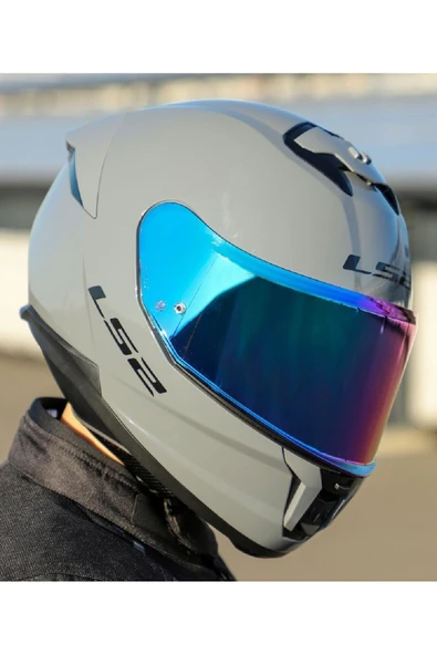 LS2 Stream 2 Nardo Gri Full Face Motosiklet Kaskı Gökkuşağı Camlı - Resim 3