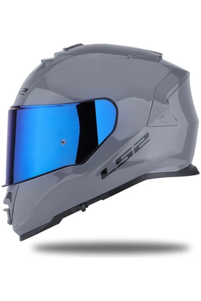LS2 Storm 2 Nardo Gri  Full Face Motosiklet Kaskı Mavi Camlı - Resim 3