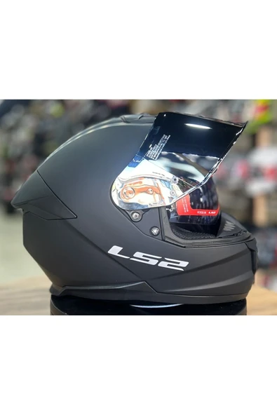 LS2 Stream 2 Mat Siyah Kapalı Motosiklet Kaskı Gri Camlı - Resim 3