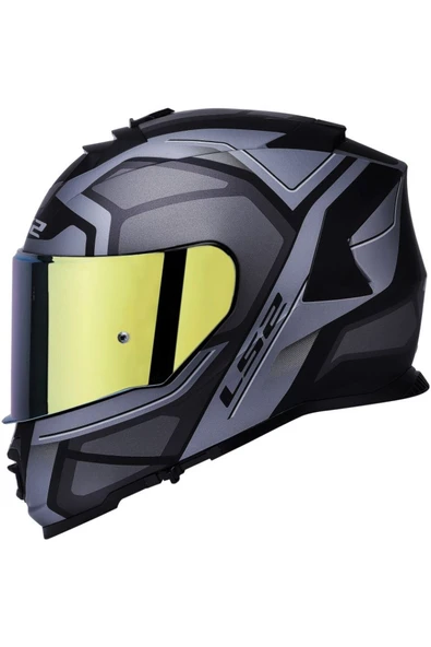 LS2 Storm 2 Faster Mat Tıtanıum Kapalı Motosiklet Kaskı Gold Camlı - Resim 4