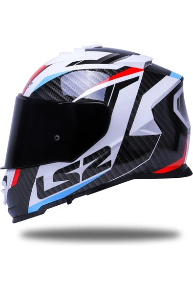 LS2 Storm 2 Racer Beyaz Kapalı Motosiklet Kaskı Siyah Camlı - Resim 3