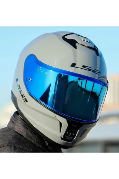 LS2 Stream 2 Nardo Gri Kapalı Motosiklet Kaskı Mavi Camlı ürün görseli