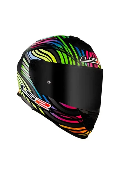 LS2 Storm 2 Power Mat Siyah-gökkuşağı Fullface Motosiklet Kaskı Siyah camlı - Resim 5