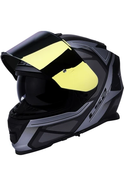 LS2 Storm 2 Faster Mat Tıtanıum Kapalı Motosiklet Kaskı Gold Camlı - Resim 5
