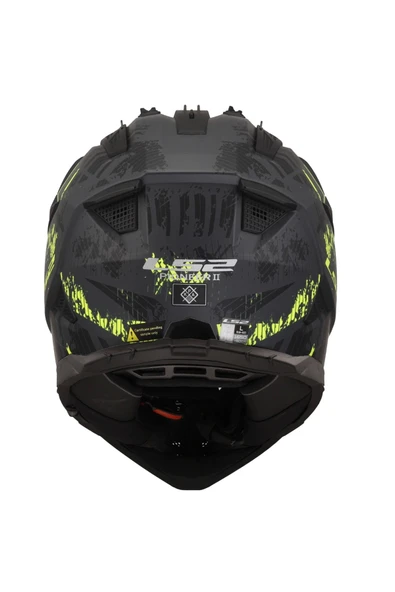 LS2 Pıoneer 2 Crazy Kapalı Kask Mat Siyah-gri-neon Sarı - Resim 2