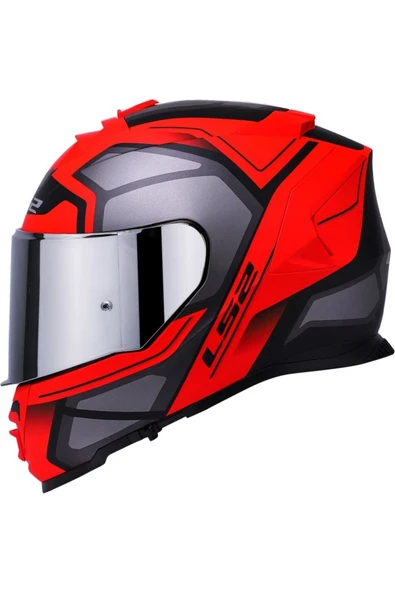 LS2 Storm 2 Faster Mat Kırmızı Fullface Motosiklet Kaskı Gri Camlı - Resim 4