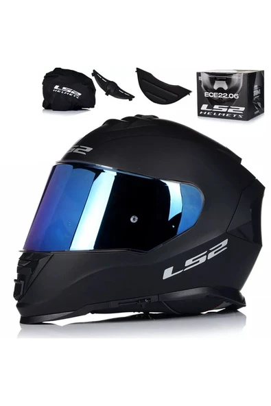 LS2 Storm 2 Mat Siyah Full Face Motosiklet Kaskı Gökkuşağı Camlı ürün görseli