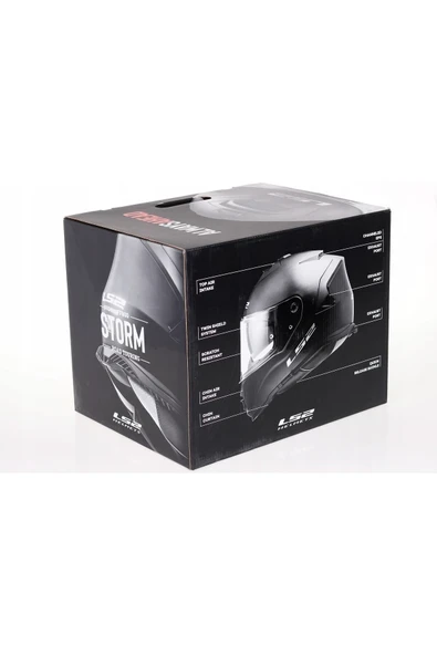 LS2 Storm 2 Mat Siyah Kapalı Motosiklet Kaskı Gri Camlı - Resim 2