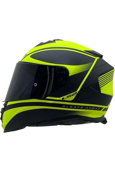 LS2 Storm 2 Dodger Neon Sarı Full Face  Motosiklet Kaskı Siyah Camlı - Resim 2