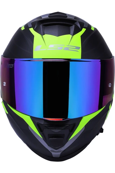 LS2 Storm 2 Nerve Neon Sarı  Kapalı Motosiklet Kaskı Gökküşağı Camlı - Resim 3