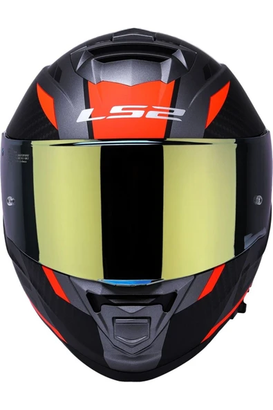 LS2 Storm 2 Racer Turuncu Kapalı Motosiklet Kaskı Gold Camlı - Resim 3