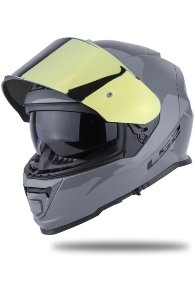 LS2 Storm 2 Nardo Gri  Full Face Motosiklet Kaskı Gold Camlı - Resim 2