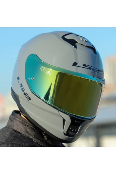 LS2 Stream 2 Nardo Gri Kapalı Motosiklet Kaskı Gold Camlı - Resim 3