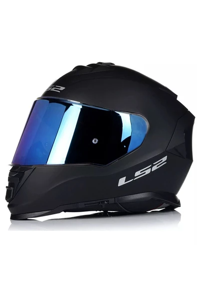 LS2 Storm 2 Mat Siyah Full Face Motosiklet Kaskı Gökkuşağı Camlı - Resim 2
