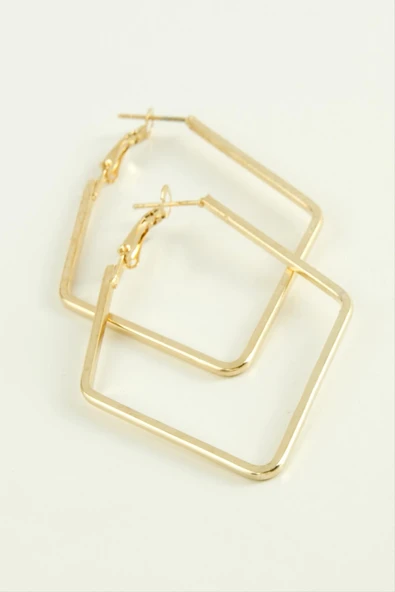 Dörtgen Halka Küpe 7 cm - Resim 2