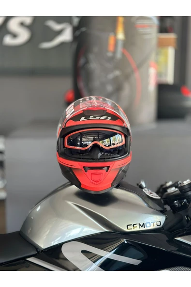 LS2 Storm 2 Faster Mat Kırmızı-tıtanıum Motosiklet Kaskı Ecr 22.06 Sertifikalı - Resim 5
