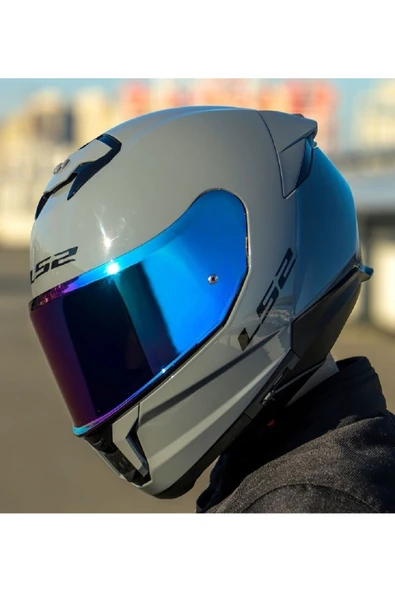 LS2 Stream 2 Nardo Gri Full Face Motosiklet Kaskı Gökkuşağı Camlı - Resim 2