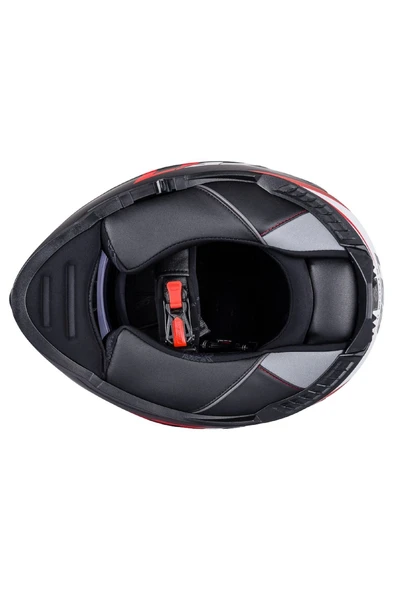 LS2 Storm 2 Nerve Kırmızı  Kapalı Motosiklet Kaskı Gökkuşağı Camlı - Resim 5