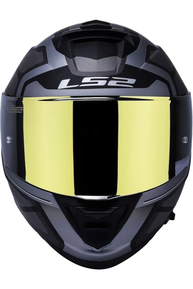 LS2 Storm 2 Faster Mat Tıtanıum Kapalı Motosiklet Kaskı Gold Camlı - Resim 2