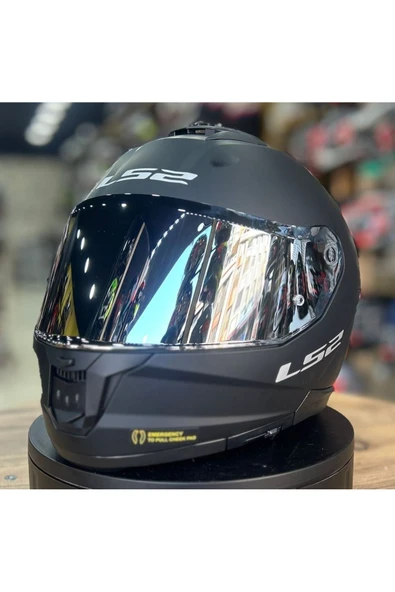 LS2 Stream 2 Mat Siyah Kapalı Motosiklet Kaskı Gri Camlı - Resim 4
