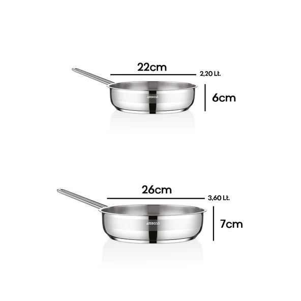 Lion 2 Parça Kapaksız Çelik Tava Seti - Resim 4