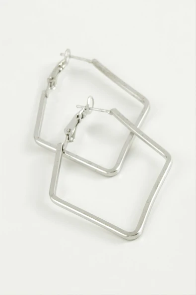 Dörtgen Halka Küpe 6 cm - Resim 2