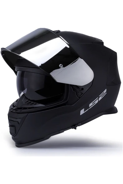 LS2 Storm 2 Mat Siyah Full Face Motosiklet Kaskı Gri Camlı - Resim 3