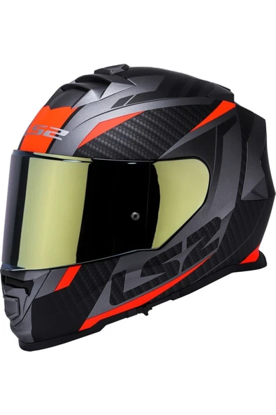 LS2 Storm 2 Racer Turuncu Kapalı Motosiklet Kaskı Gold Camlı ürün görseli