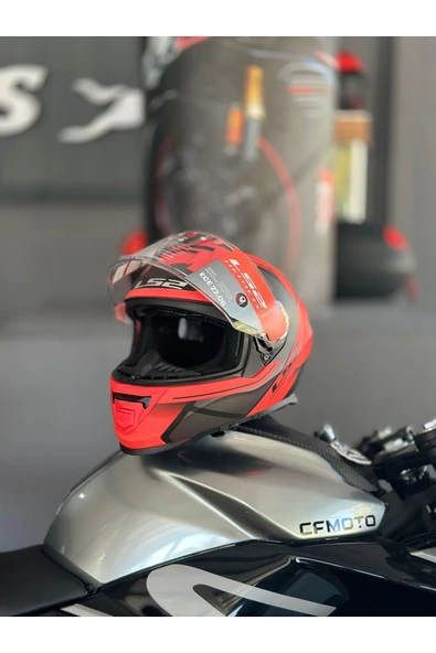 LS2 Storm 2 Faster Mat Kırmızı-tıtanıum Motosiklet Kaskı Ecr 22.06 Sertifikalı ürün görseli