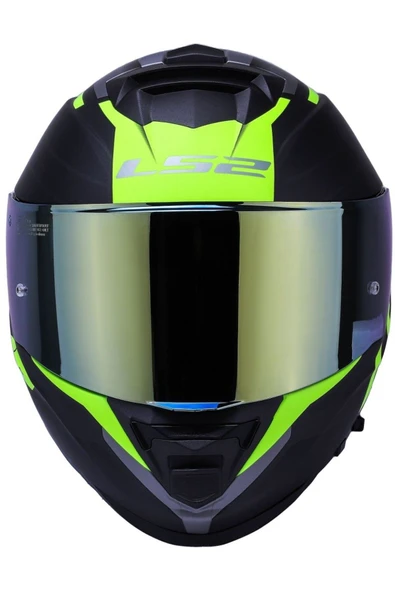 LS2 Storm 2 Nerve Neon Sarı  Kapalı Motosiklet Kaskı Gold Camlı - Resim 4