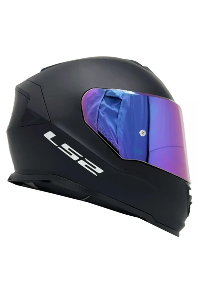 LS2 Storm 2 Mat Siyah Full Face Motosiklet Kaskı Gökkuşağı Camlı - Resim 3