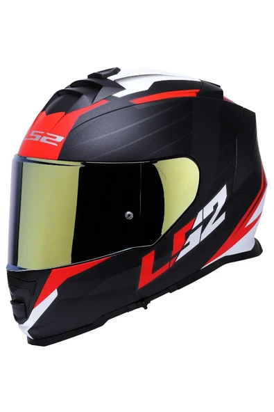 LS2 Storm 2 Nerve Kırmızı Kapalı Motosiklet Kaskı Gold Camlı ürün görseli