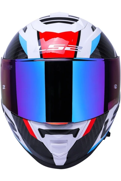 LS2 Storm 2 Racer Beyaz Kapalı Motosiklet Kaskı Gökkuşağı Camlı - Resim 2