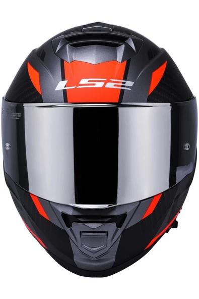 LS2 Storm 2 Racer Turuncu Kapalı Motosiklet Kaskı Gri Camlı - Resim 3