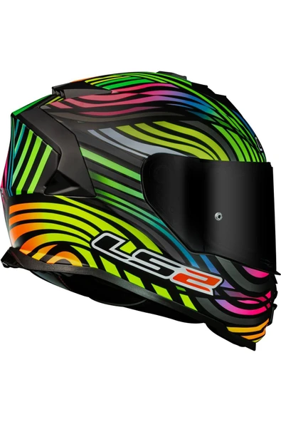 LS2 Storm 2 Power Mat Siyah-gökkuşağı Fullface Motosiklet Kaskı Siyah camlı - Resim 3