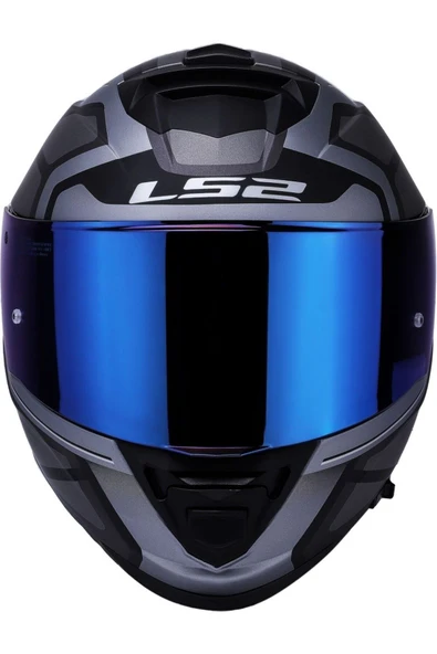 LS2 Storm 2 Faster Mat Tıtanıum Kapalı Motosiklet Kaskı Mavi Camlı - Resim 4