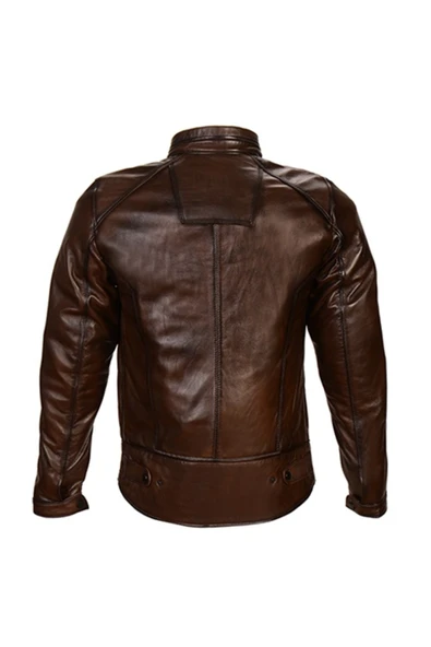 Vexo Unisex Antik Kahve Motorcu Deri Mont